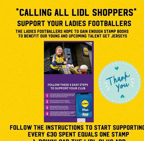 SUPPORT OUR LADIES FOOTBALLERS WITH THE LIDL CAMPAIGN 2022