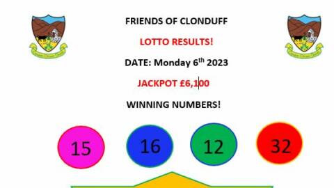 FRIENDS OF CLONDUFF LOTTO RESULTS 06/02/23