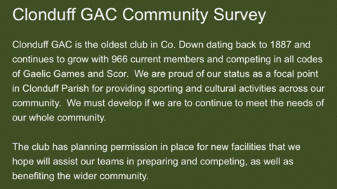 CLONDUFF GAA CLUB COMMUNITY SURVEY 2023