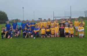 The Clonduff Girls and their hosts posed together for a photograph!