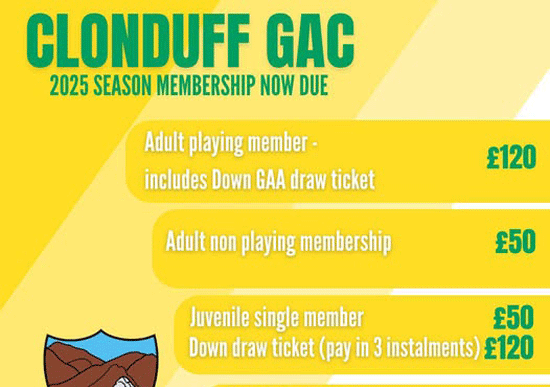 MEMBERSHIP FOR CLONDUFF 2025