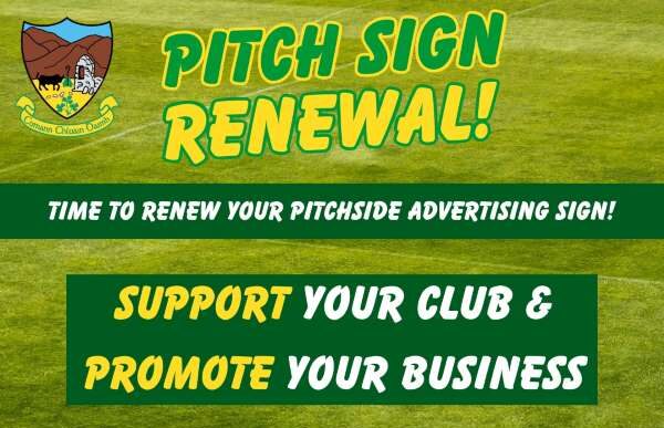 PITCHSIDE ADVERTISING SIGNS – RENEWAL TIME!